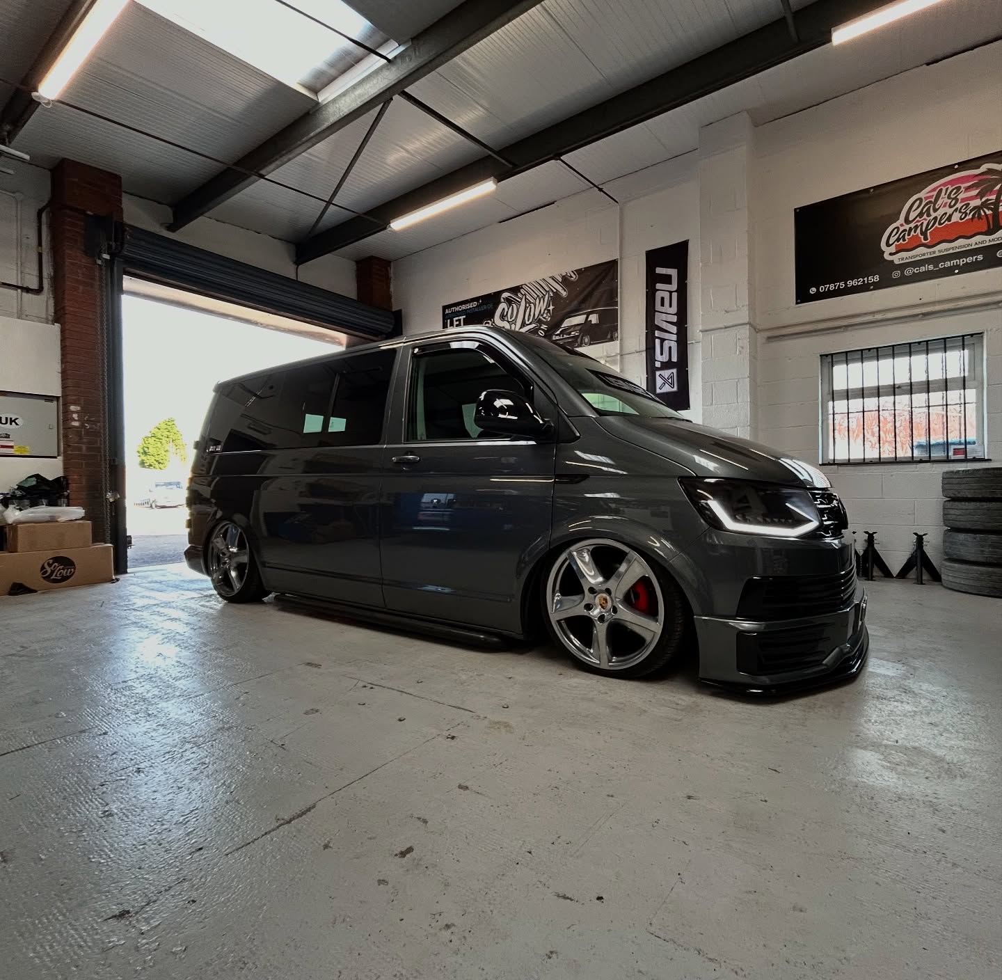 VW T6 exterior styling with side bars and LED lighting